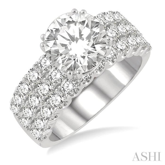 ASHI Round Shape Semi-Mount Diamond Engagement Ring 222L0PPFGWG-SM-1.75