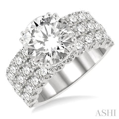ASHI Round Shape Semi-Mount Diamond Engagement Ring 222L0PPFHWG-SM-2.65