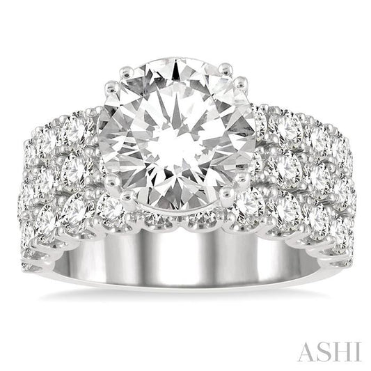 ASHI Round Shape Semi-Mount Diamond Engagement Ring 222L0PPFHWG-SM-2.65