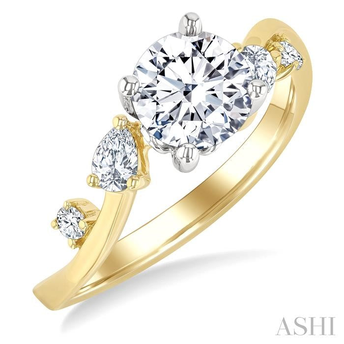ASHI Round Shape Semi-Mount Diamond Engagement Ring 222M6PPFGYW-SM