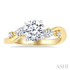 ASHI Round Shape Semi-Mount Diamond Engagement Ring 222M6PPFGYW-SM
