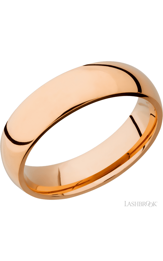 6 mm wide Domed 14K Rose Gold band.