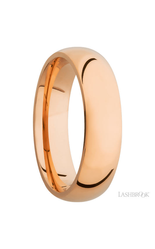 6 mm wide Domed 14K Rose Gold band.