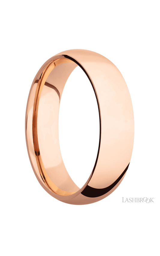 6 mm wide Domed 14K Rose Gold band.