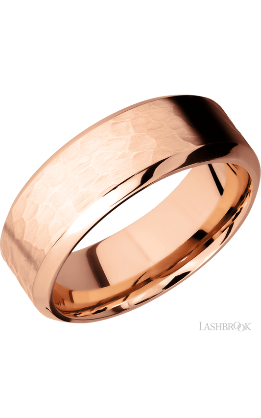 8 mm wide High Bevel 14K Rose Gold band.