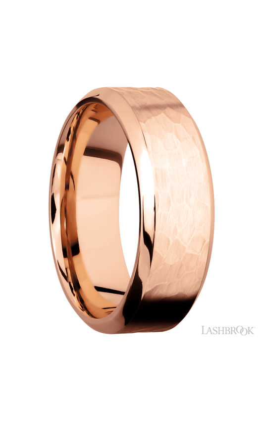 8 mm wide High Bevel 14K Rose Gold band.