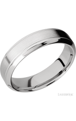 6 mm wide High Bevel Milgrain 14K White Gold band.