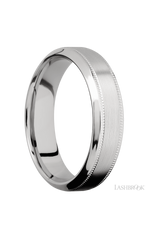 6 mm wide High Bevel Milgrain 14K White Gold band.