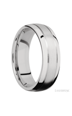 7 mm wide Domed with two accent grooves 14K White Gold band.