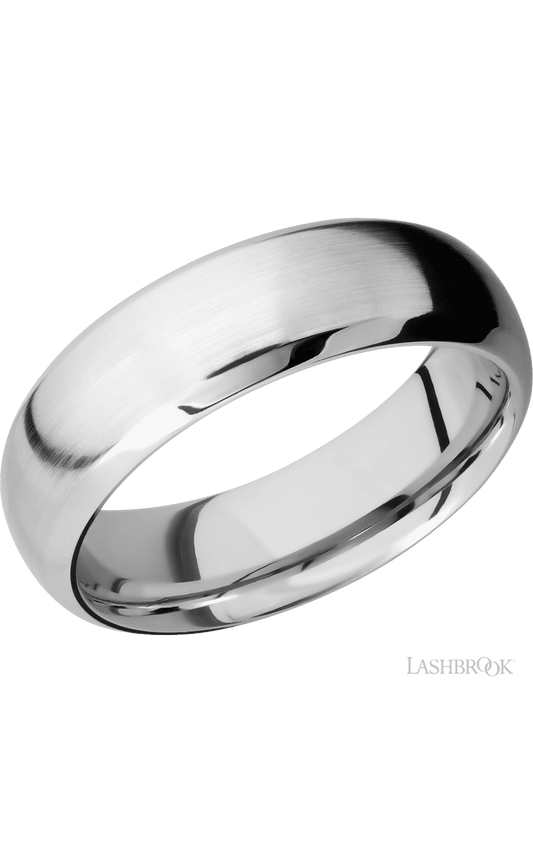 7 mm wide Domed Bevel 14K White Gold band.