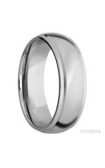 7 mm wide Domed Stepped Down Edges 14K White Gold band.