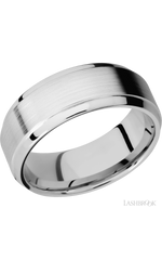 8 mm wide Stepped Bevel 14K White Gold band.