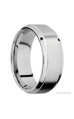 8 mm wide Stepped Bevel 14K White Gold band.