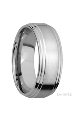 8 mm wide Flat Double Stepped Edges 14K White Gold band.