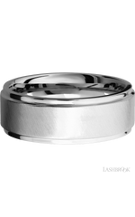 8 mm wide Flat Grooved Edges 14K White Gold band.