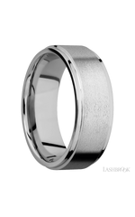 8 mm wide Flat Grooved Edges 14K White Gold band.