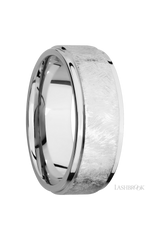 8 mm wide Flat Grooved Edges 14K White Gold band.