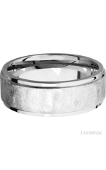 8 mm wide Flat Grooved Edges 14K White Gold band.