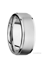 8 mm wide Flat Grooved Edges 14K White Gold band.