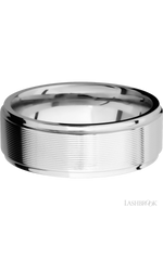 8 mm wide Flat Grooved Edges 14K White Gold band.