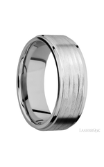 8 mm wide Flat Grooved Edges 14K White Gold band.