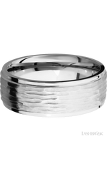 8 mm wide Flat Grooved Edges 14K White Gold band.