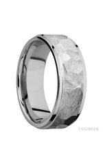 8 mm wide Flat Grooved Edges 14K White Gold band.