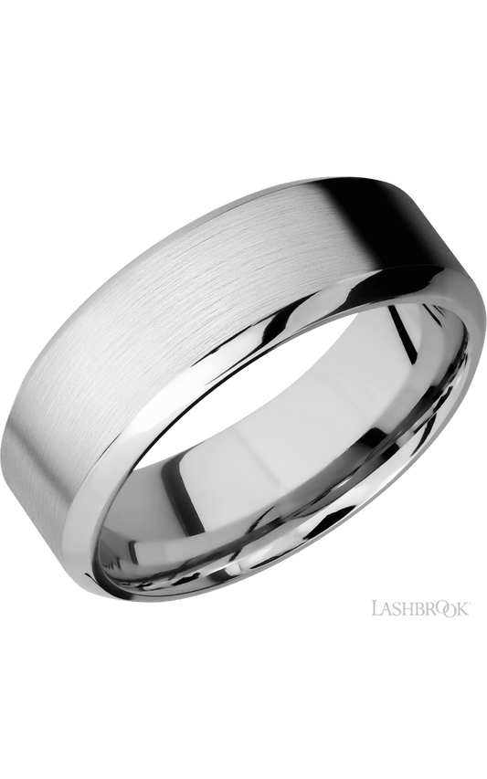 8 mm wide High Bevel 14K White Gold band.