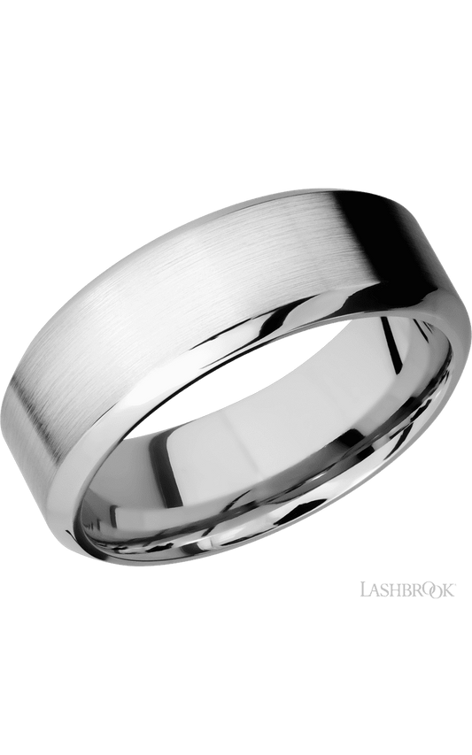 8 mm wide High Bevel 14K White Gold band.