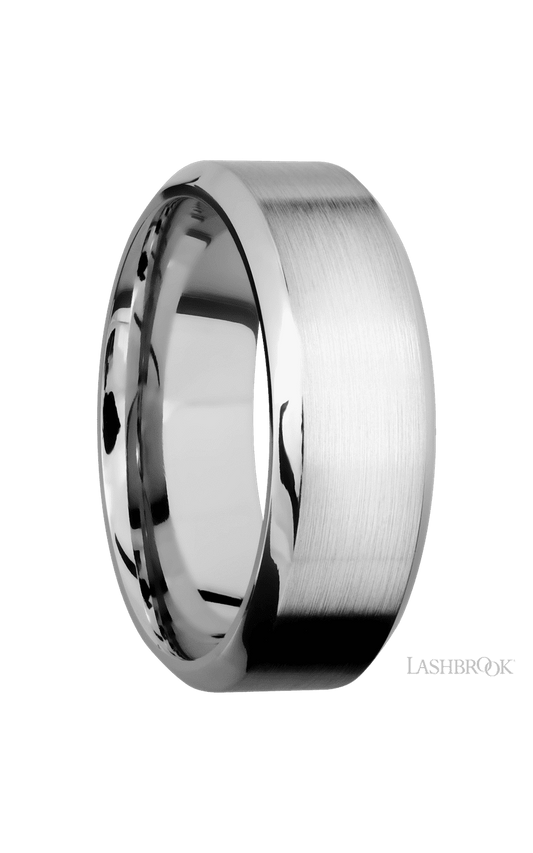 8 mm wide High Bevel 14K White Gold band.
