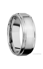 8 mm wide Flat Rounded Edges 14K White Gold band.