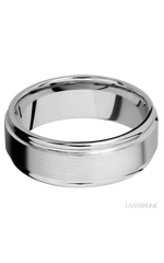 8 mm wide Flat Rounded Edges 14K White Gold band.