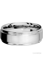 8 mm wide Flat Rounded Edges 14K White Gold band.