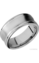 9 mm wide Concaved Center Round Edges 14K White Gold band.
