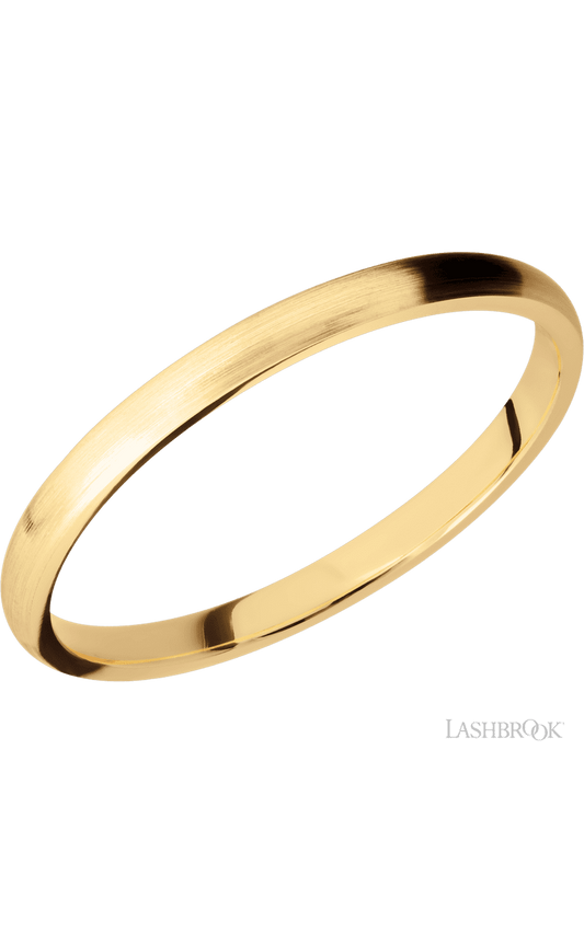 2 mm wide Domed 14K Yellow Gold band.