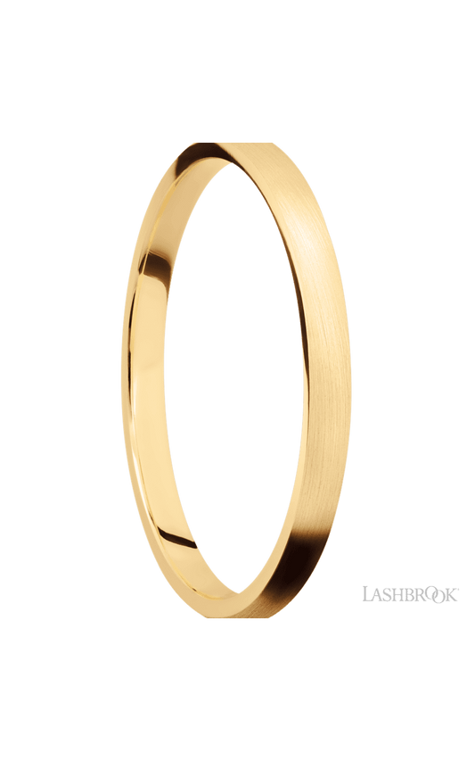 2 mm wide Domed 14K Yellow Gold band.