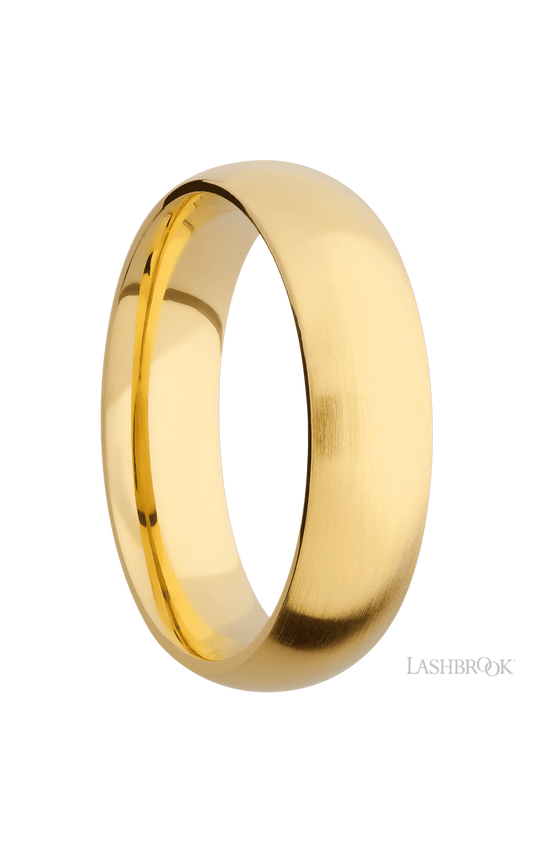 6 mm wide Domed 14K Yellow Gold band.