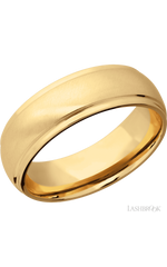 7 mm wide Domed Stepped Down Edges 14K Yellow Gold band.