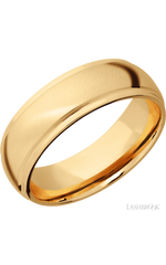 7 mm wide Domed Stepped Down Edges 14K Yellow Gold band.
