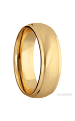 7 mm wide Domed Stepped Down Edges 14K Yellow Gold band.