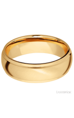 7 mm wide Domed Stepped Down Edges 14K Yellow Gold band.
