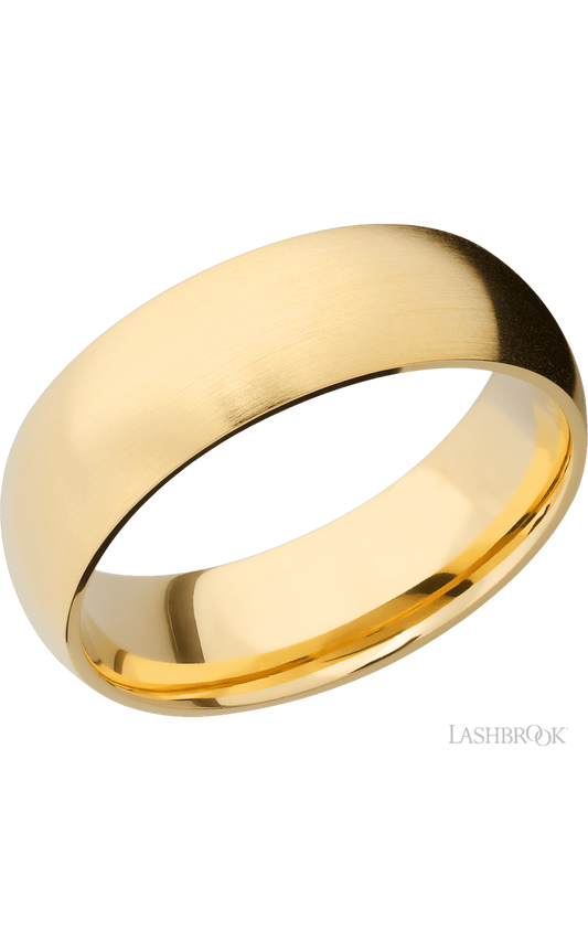 7 mm wide Domed 14K Yellow Gold band.