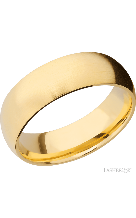 7 mm wide Domed 14K Yellow Gold band.