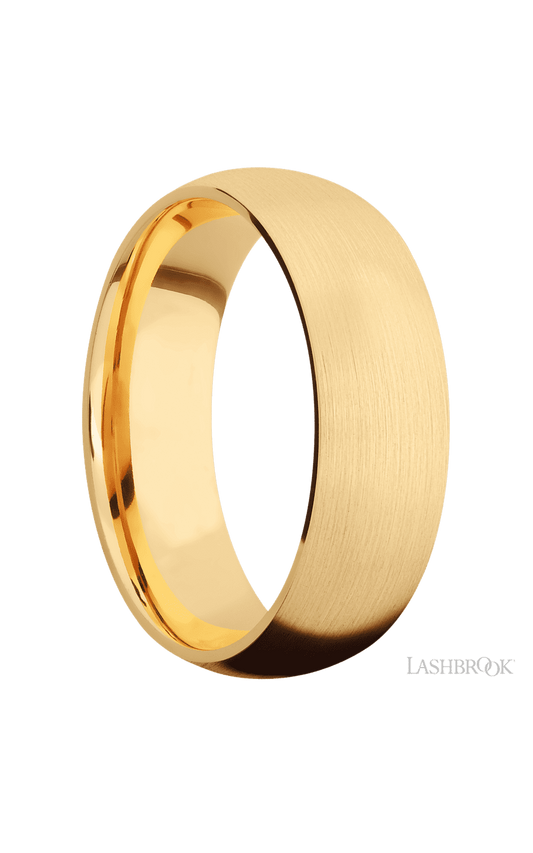 7 mm wide Domed 14K Yellow Gold band.