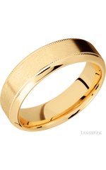 7 mm wide High Bevel Milgrain 14K Yellow Gold band.