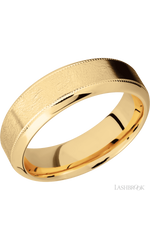 7 mm wide High Bevel Milgrain 14K Yellow Gold band.