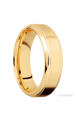7 mm wide High Bevel Milgrain 14K Yellow Gold band.