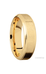7 mm wide High Bevel Milgrain 14K Yellow Gold band.