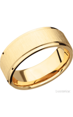 8 mm wide Flat Grooved Edges 14K Yellow Gold band.