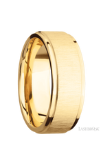 8 mm wide Flat Grooved Edges 14K Yellow Gold band.